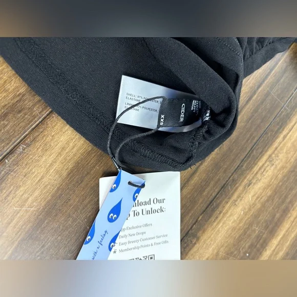 NWT Cider size XXS Sheer Black Short Sleeve Ruched Side Top Cowl Neck Grunge - Picture 2 of 5